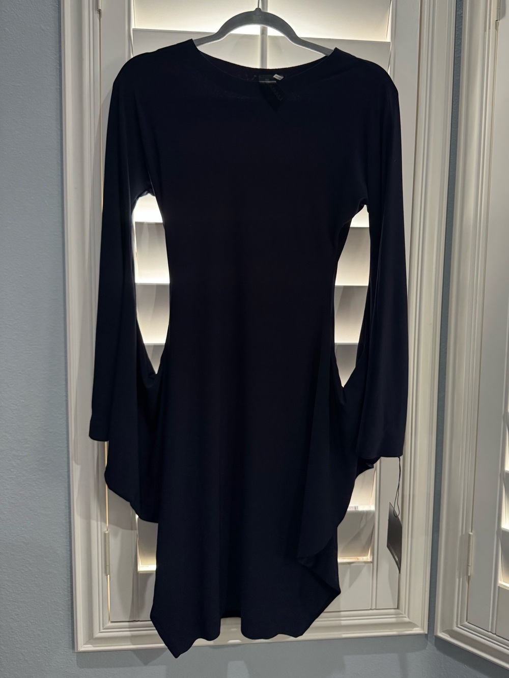Norma Kamali Black Long-Sleeve Draped Dress